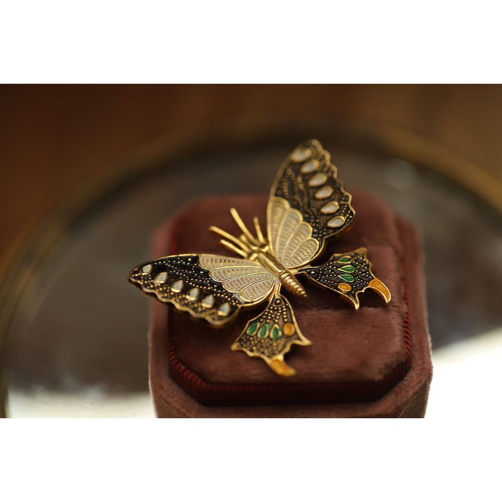 Vintage 1960s Damascene Butterly Brooch Made in Spain - Picture 7 of 7